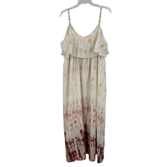Motherhood Maternity 1X Tie Dye Maxi Dress White Red Layered Party Casual Long - Picture 4 of 9